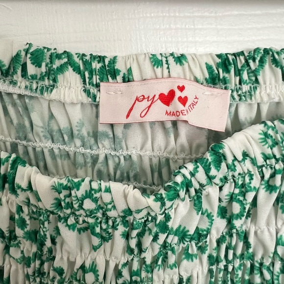 White & Green Embroidered Ruffle Tank - Picture 2 of 3